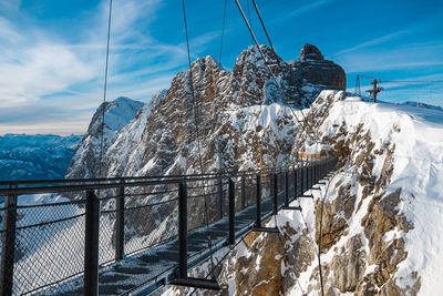 Panoramic view of snowcapped mountains against sky