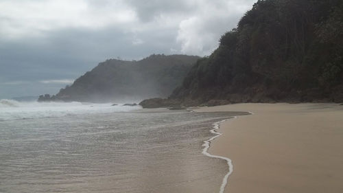 Scenic view of beach against sky