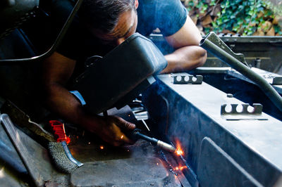 Man working in fire