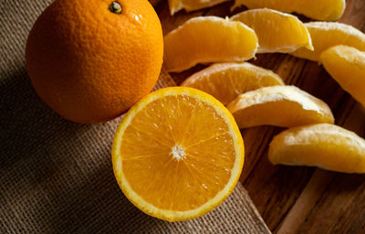 Close-up of oranges on table