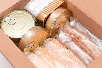 High angle view of food on table