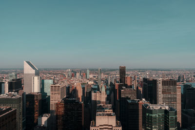 High angle view of buildings against sky in city