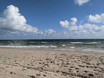 Scenic view of beach against sky