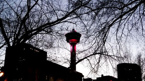 Low angle view of silhouette street light against sky