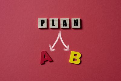 Close-up of text against red background