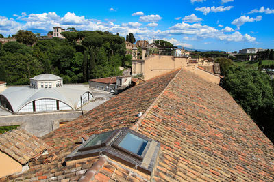 High angle view of townscape against sky