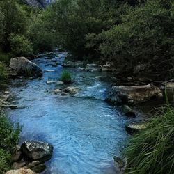 View of river flowing through rocks