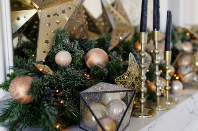 Close-up of christmas decoration on tree