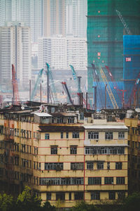 Aerial view of construction site in city