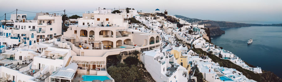 High angle view of buildings in city