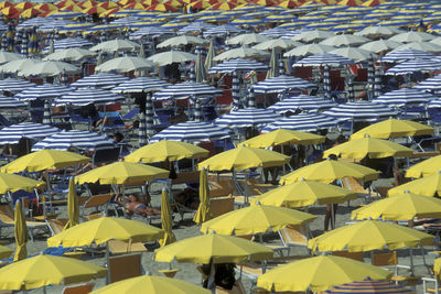 Full frame shot of chairs on beach