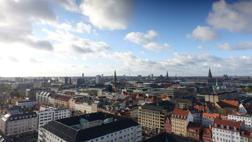 High angle view of cityscape against sky