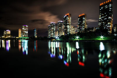 Illuminated city at night