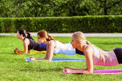 Woman relaxing in park