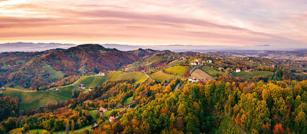 Scenic view of landscape against sky during sunset