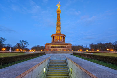 The famous victory column in the tiergarten in berlin, germany, at dusk