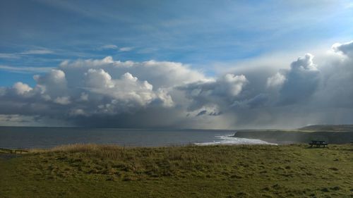 Idyllic shot of sea against cloudy sky