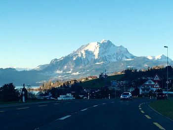 Road with mountains in background