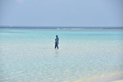 Full length of man on beach against sky