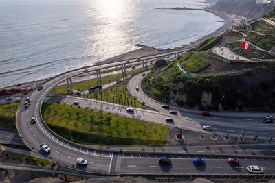 Highway of the costa verde, at the height of the district of miraflores in the city of lima, peru.