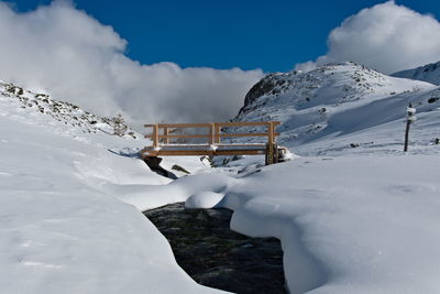 Snow covered mountain against sky