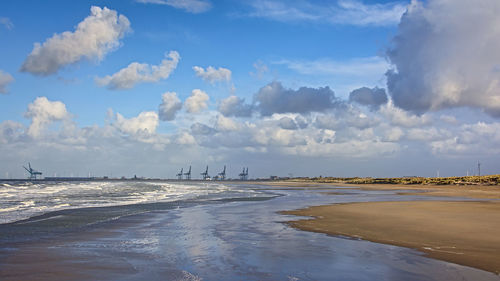 Scenic view of beach against sky