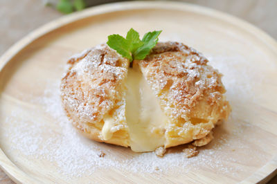 Close-up of dessert in plate on table