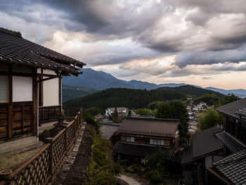 High angle view of townscape against sky