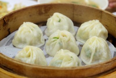 Close-up of dumplings in container