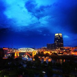 Illuminated cityscape at night