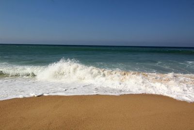 Scenic view of sea against clear sky