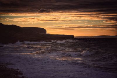 Scenic view of sea against sky during sunset