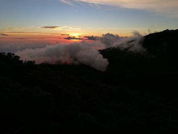 Aerial view of landscape against sky during sunset