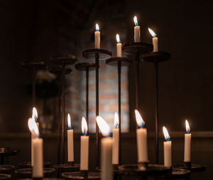 Close-up of illuminated  candles
