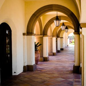 Lanterns hanging at corridor