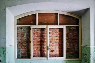 Closed door of house