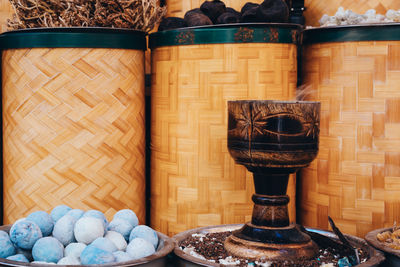 Arabic incense in vase smoking in the market