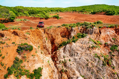 High angle view of rock formations