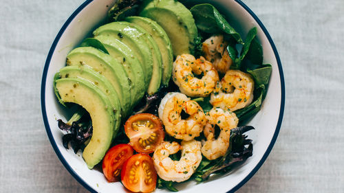 High angle view of meal served in plate