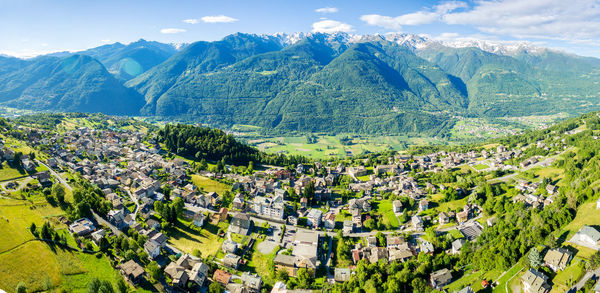 High angle view of townscape against sky