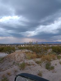 Scenic view of land against sky