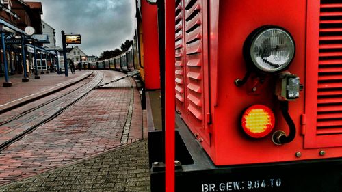 Close-up of train on railroad track