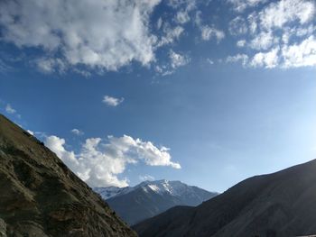 Scenic view of mountains against cloudy sky