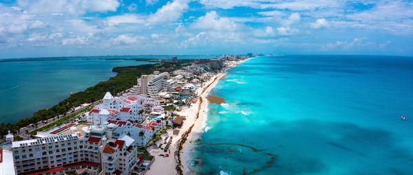 High angle view of sea against sky