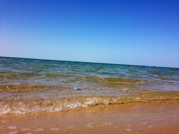 Scenic view of sea against clear sky