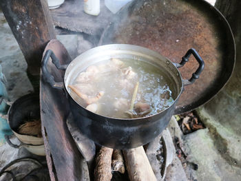 High angle view of food in bowl