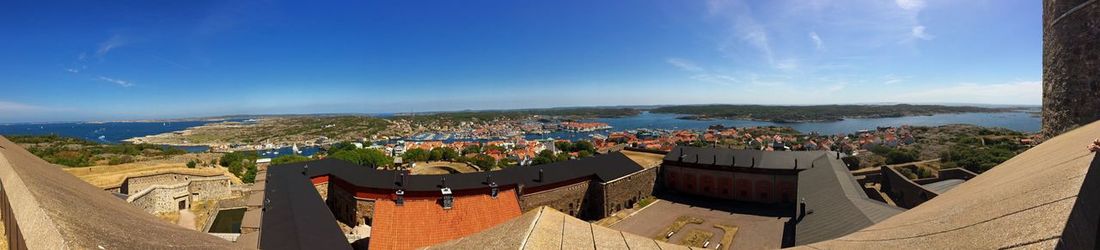 High angle view of townscape against sky