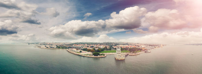 Panoramic view of sea against cloudy sky