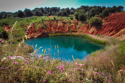 Scenic view of lake against sky