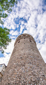 Low angle view of old building against sky